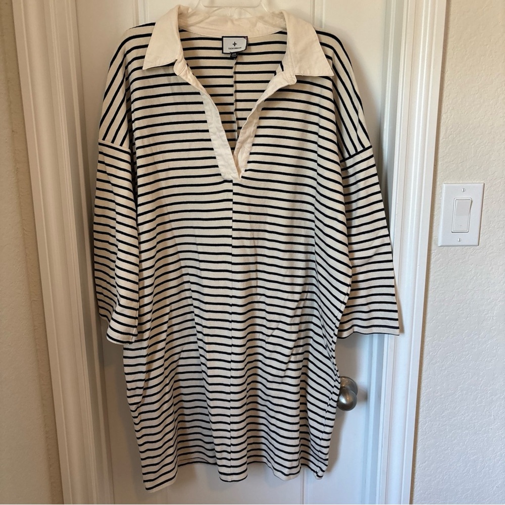 Tuckernuck Black and Cream Striped Dress